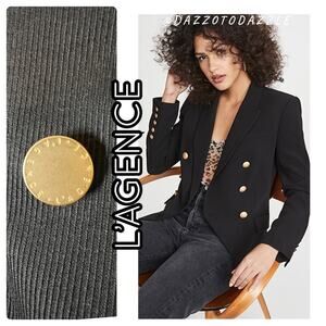L’AGENCE -NWT- Kenzie Ribbed Black Blazer with Gold Buttons | Small
